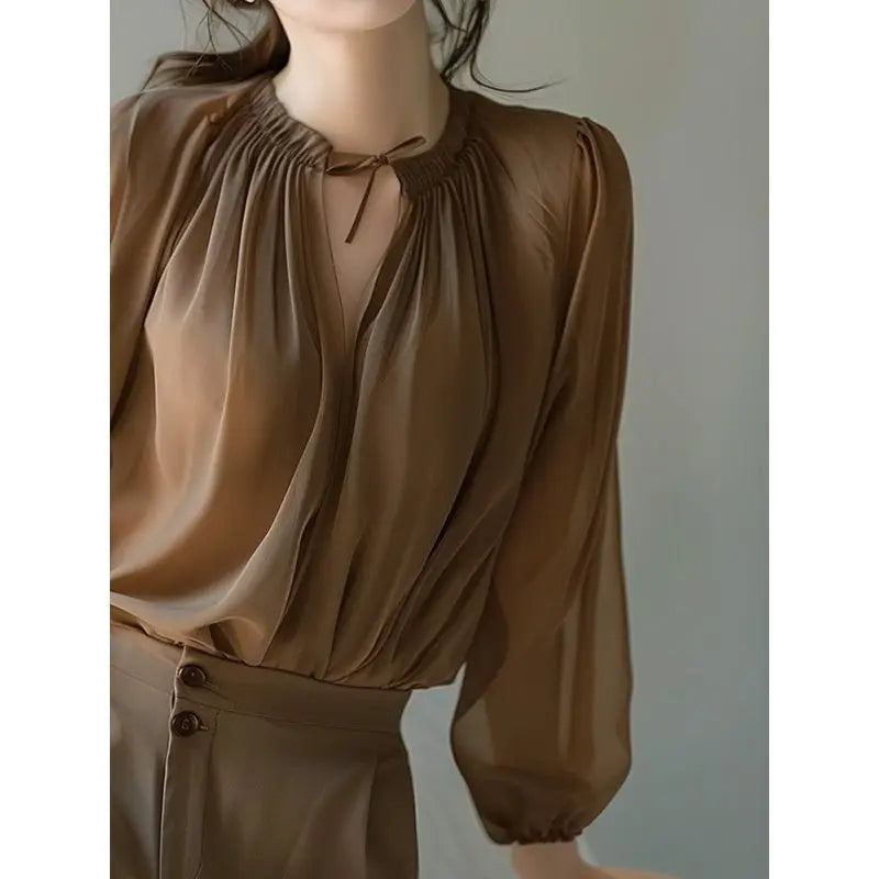 Tops Elegant Women's Spring Fashion Simplicity Solid Color V-neck