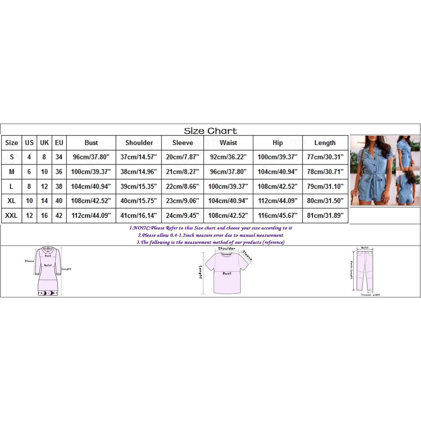 Trousers Denim Jeans Women Jumpsuits Solid Lapel Short-Sleeved Jumpsuit Loose Bottoms Casual Short Pants